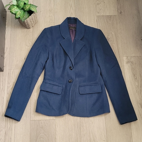 Peruvian Connection Baby Alpaca & Wool Blend Navy Blue & Purple Blazer, Women 4 - Picture 3 of 16